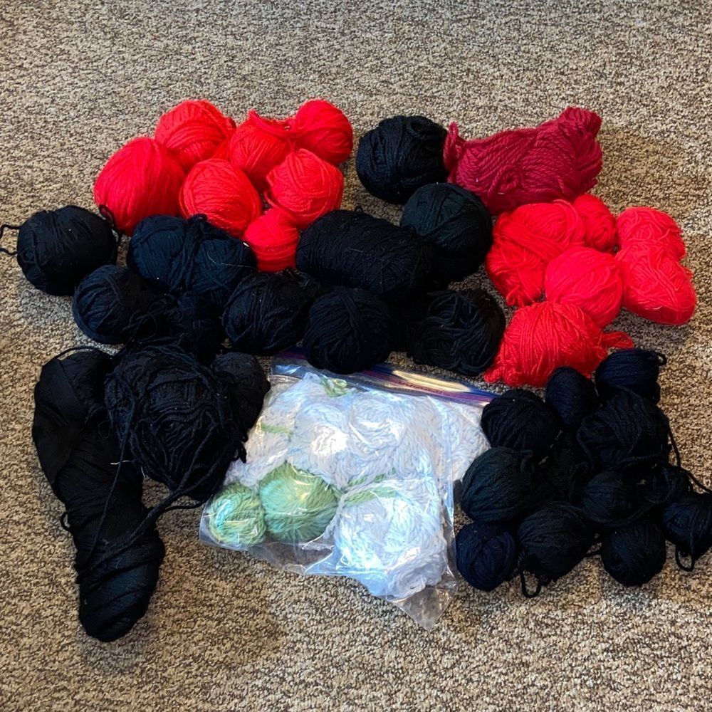 Assorted Red and Black Yarn Collection